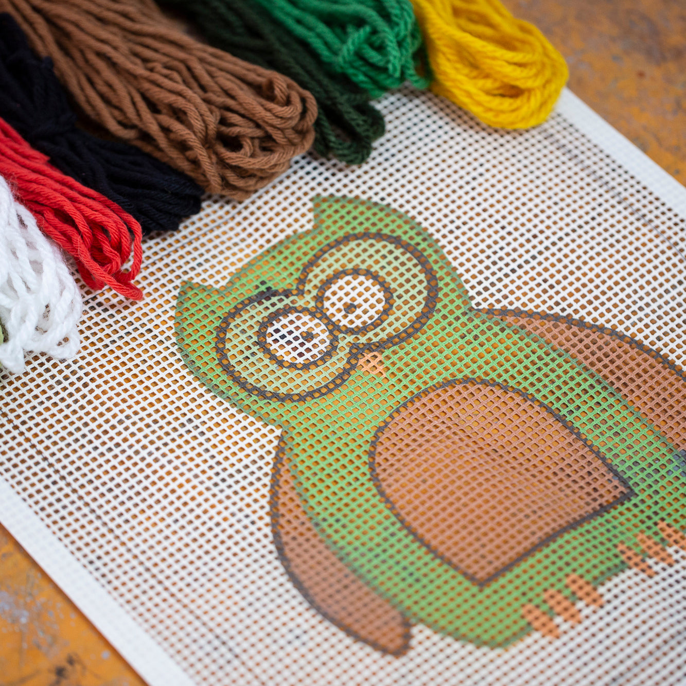 Kit de bordado Infantil sobre cañamazo | Búho