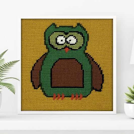 Kit de bordado Infantil sobre cañamazo | Búho