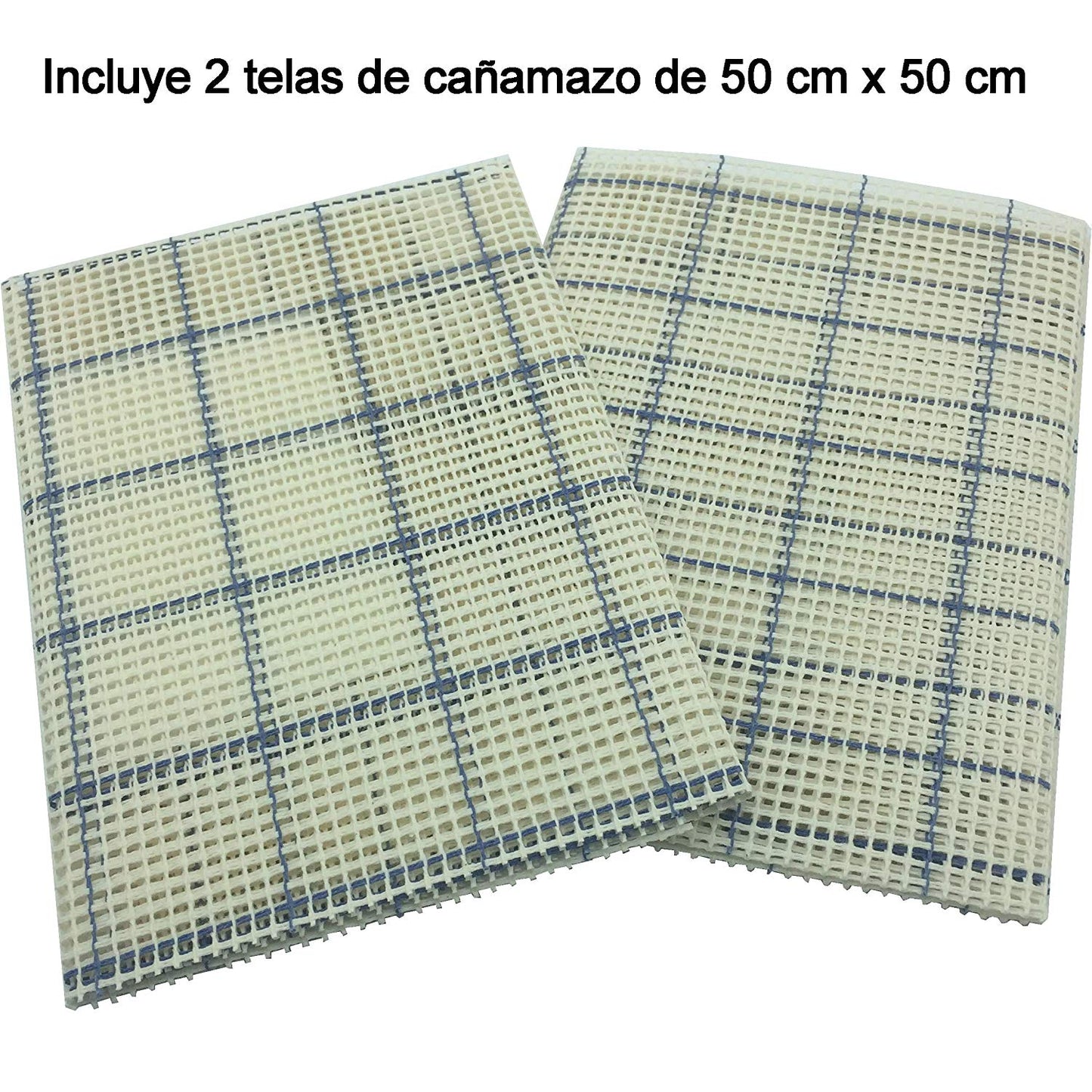 Cañamazo para latch hooking, petit point o punto de cruz | 2 telas de 50×50 cm
