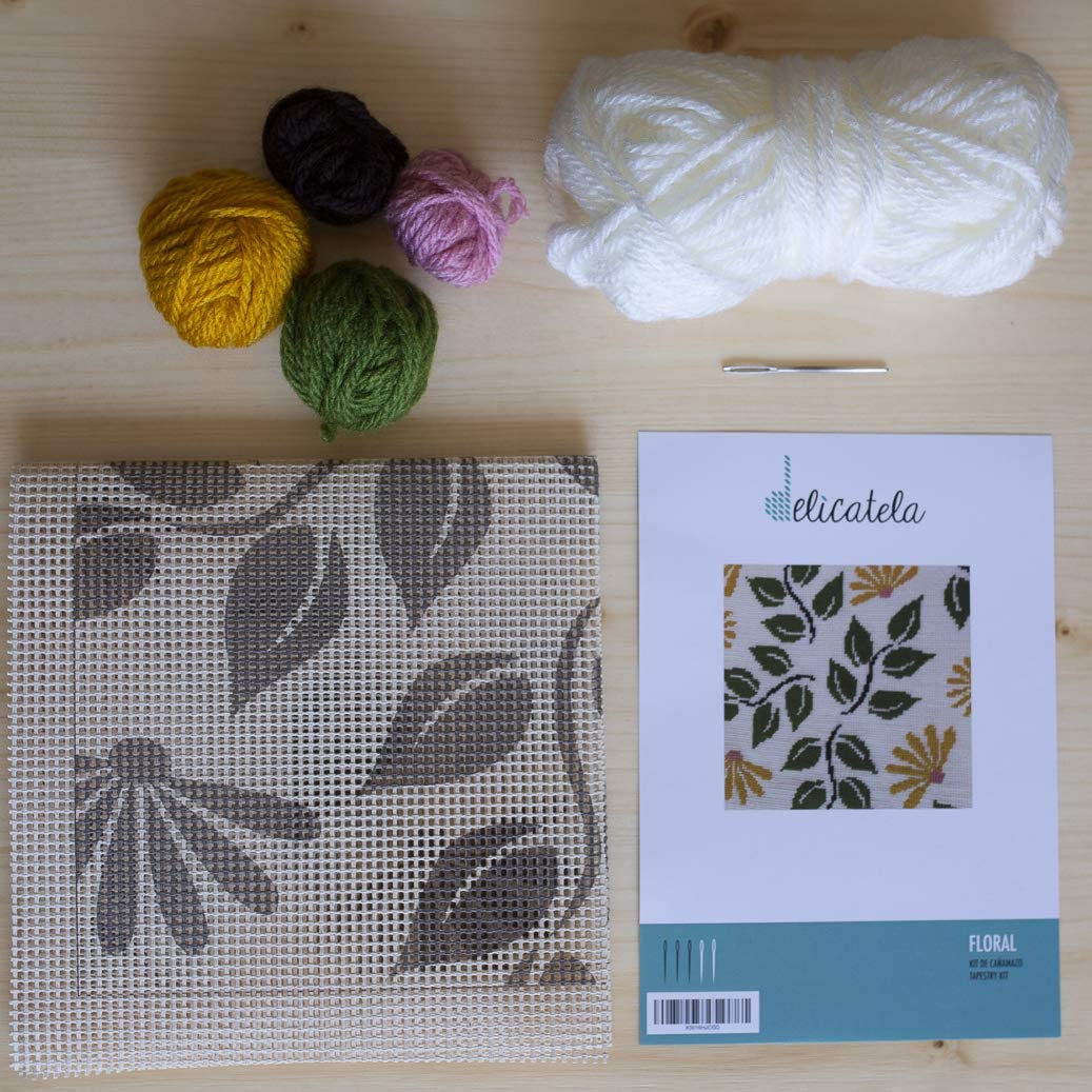 Kit de bordado sobre cañamazo | Floral