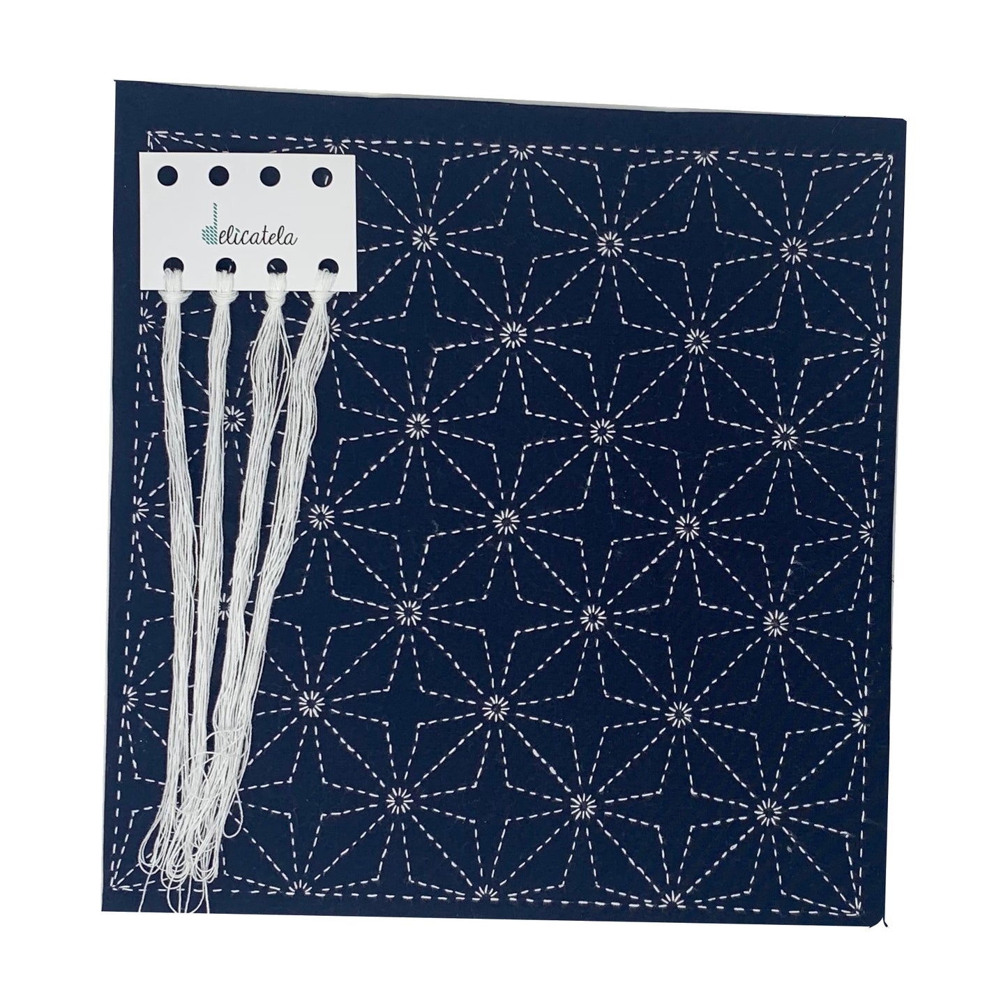 Sashiko | Kit de bordado Japonés | Diseño 4 puntas | Color Azul índigo